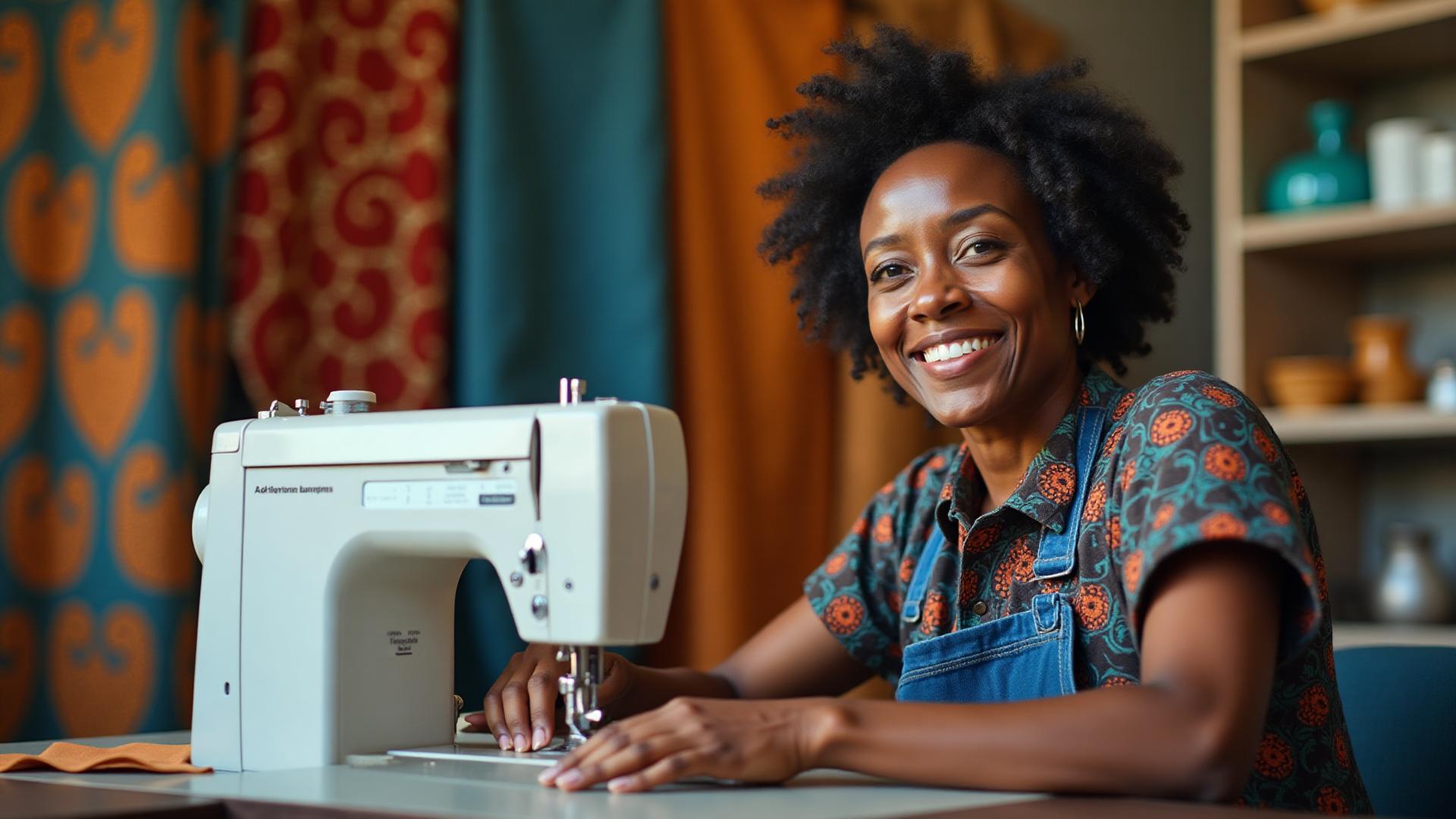 Couturière africaine travaillant