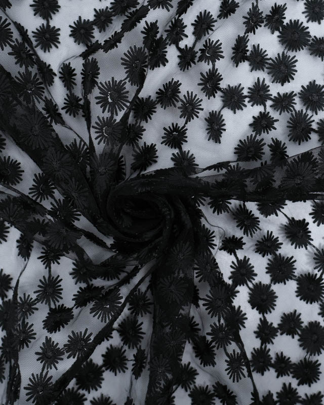 Tulle Moderne Noir Imprimé